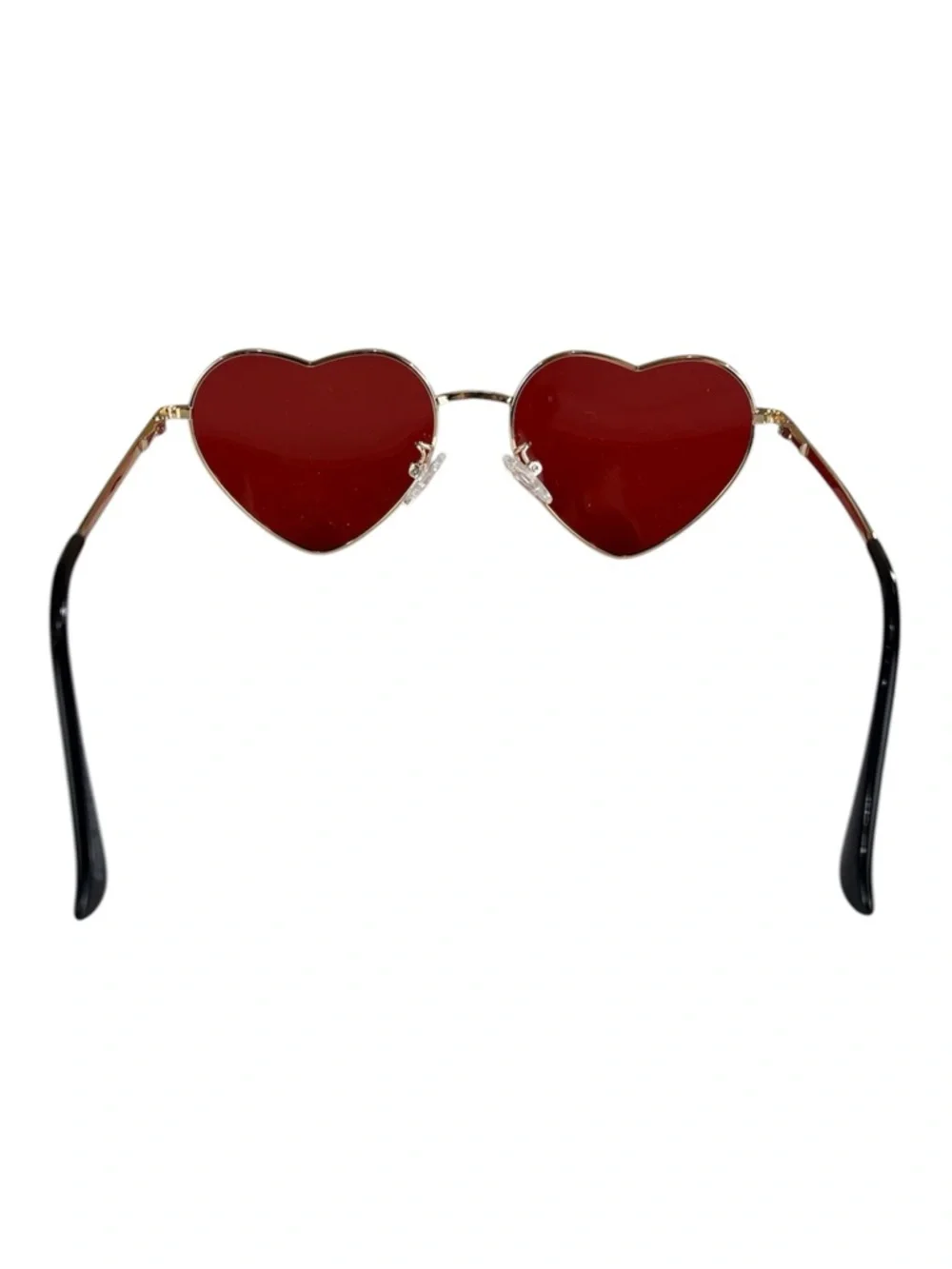 Women’s Boho hippie Gold Frame translucent Red Heart-Shaped Sunglasses - Picture 5 of 11